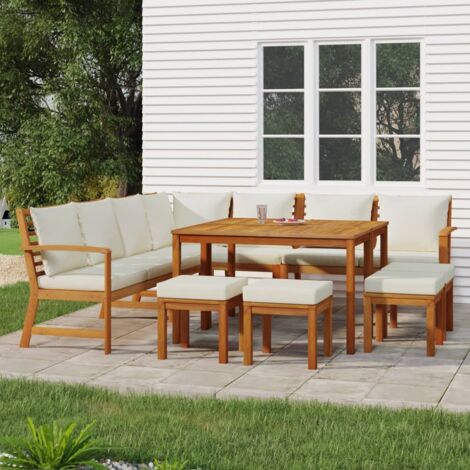 vidaXL Ensemble à manger de jardin avec coussins 11 pcs bois d'acacia