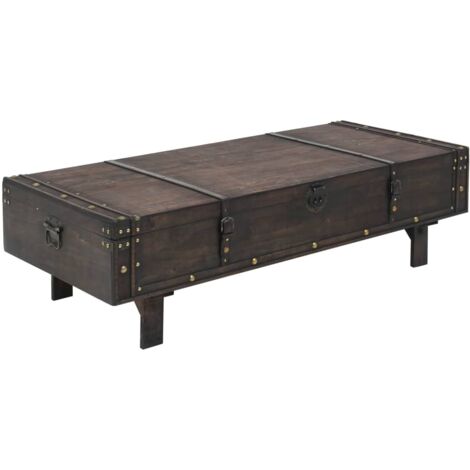 Vidaxl – Table basse vintage en contreplaqué 120x55x35 cm – Compartiment de rangement – Style antique avec éléments en métal