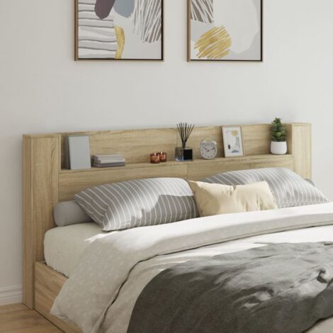 Vidaxl – Tête de lit avec LED chêne sonoma 220x16,5x103,5 cm – Bois d'ingénierie résistant à l'humidité – Éclairage RVB personnalisable