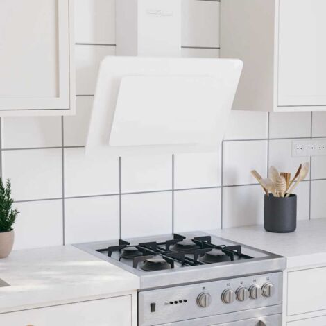 Vidaxl – Hotte murale 60 cm en inox et verre trempé – Aspiration silencieuse – Filtre à graisse lavable – 3 vitesses avec lampes LED