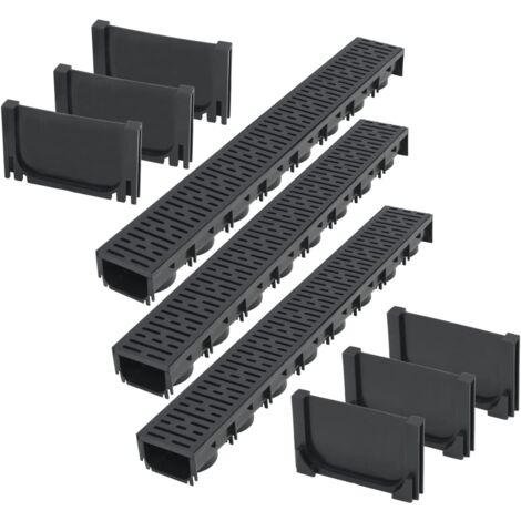 Vidaxl – Caniveau de voirie 3 pcs en plastique 100 x 12,5 x 8 cm – Système de verrouillage – Résistant à la corrosion et au gel - vidaXL55114