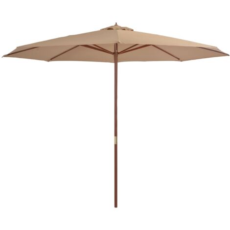 vidaXL Outdoor Parasol with Wooden Pole 350 cm Taupe