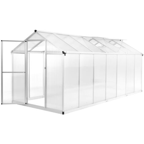 Vidaxl – Serre de jardin en aluminium 421x190x195 cm – Panneaux en polycarbonate double paroi – Surface 8 m² – Capacité 15,6 m³ – Résistance aux UV