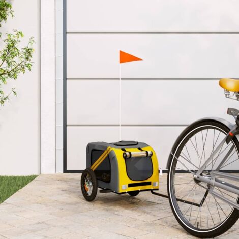Remorque de vélo pour animaux de compagnie jaune et gris vidaXL