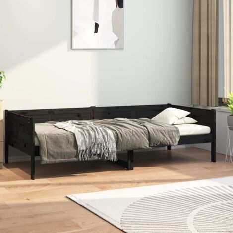 Vidaxl – Lit de jour noir en bois de pin massif 90x190 cm – Dimensions totales 193,5 x 96,5 x 56,5 cm – Assemblage requis