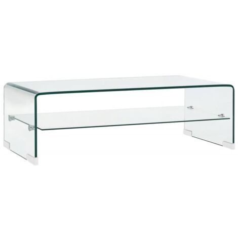 Vidaxl – Table basse relevable en verre trempé 98x45x31 cm – Étagère intégrée pour rangement – Design minimaliste et contemporain