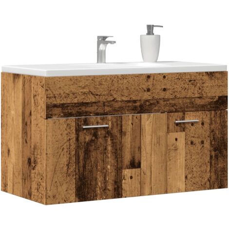 Armoire lavabo de salle de bain vieux bois bois d'ingénierie vidaXL