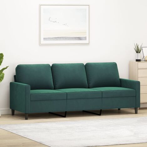 Vidaxl – Canapé droit 3 places vert foncé 180 cm en velours – Design moderne et confortable – Cadre en métal robuste – Idéal pour salon