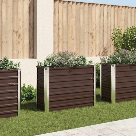 Lit surélevé de jardin Marron 100x40x77 cm Acier galvanisé vidaXL