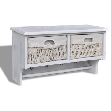 vidaXL Porte-manteau Blanc 60x23,5x33 cm Bois de Paulownia (1/5)