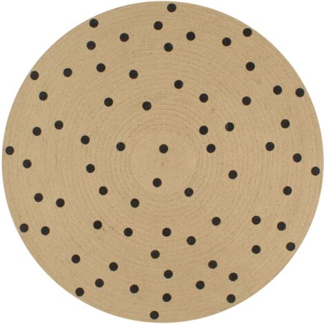 vidaXL Tapis fait à la main Jute avec imprimé à pois 150 cm