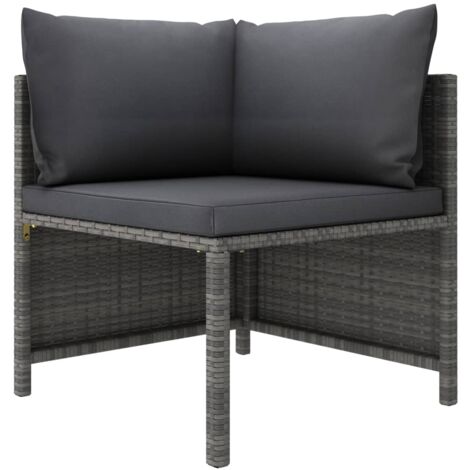 vidaXL Canapé d'angle sectionnel avec coussins Gris Résine tressée (1/5)