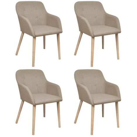 vidaXL Chaises à manger lot de 4 beige tissu et chêne massif (1/10)