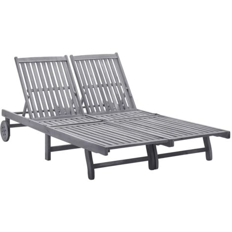 Chaise longue 2 places bois d'acacia massif vidaXL