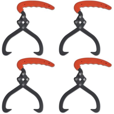 Vidaxl – Jeu de pinces à bûches 4 pcs – Acier au carbone – Largeur d'ouverture 19 cm – Poignée ergonomique pour confort