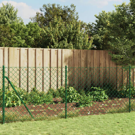 vidaXL Clôture à mailles losangées avec piquet d'ancrage vert 0,8x25 m (1/5)