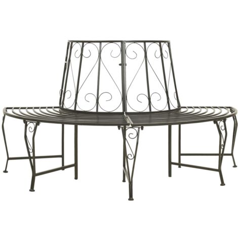 Vidaxl – Banc d'arbre demi-rond 160 x 89 cm – Acier robuste – Résistant aux intempéries – Capacité 150 kg par siège (1/5)