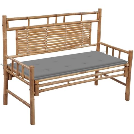 Furniture Limited - Banc de jardin avec coussin 120 cm Bambou