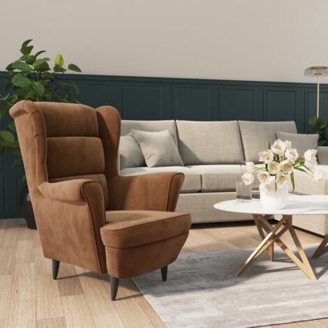 Vidaxl – Fauteuil relax marron en velours – Design élégant et durable – Rembourrage confortable – Cadre en contreplaqué pour stabilité (1/6)