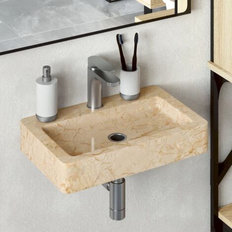 Lavabo mural crème 38x24x6,5 cm marbre vidaXL