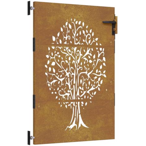 Vidaxl – Portail de jardin en acier corten 85x125 cm – Design découpé au laser – Système verrouillable – Résistant aux intempéries (1/5)
