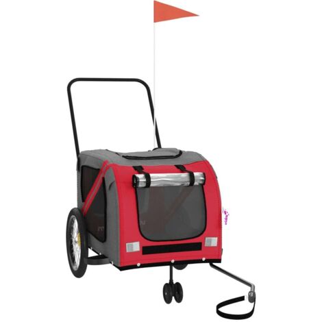 vidaXL Pet Bike Trailer Red and Grey Oxford Fabric and Iron