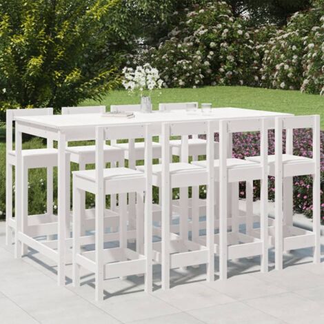 Ensemble de bar de jardin 9 pcs blanc bois de pin massif vidaXL