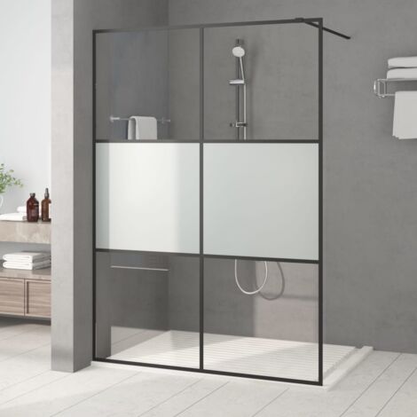 vidaXL Paroi de douche Noir 140x195 cm Verre ESG demi-dépoli