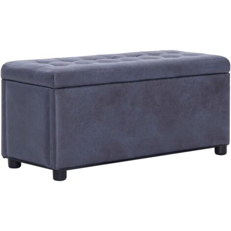 Pouf de rangement 87,5 cm Gris Similicuir daim vidaXL