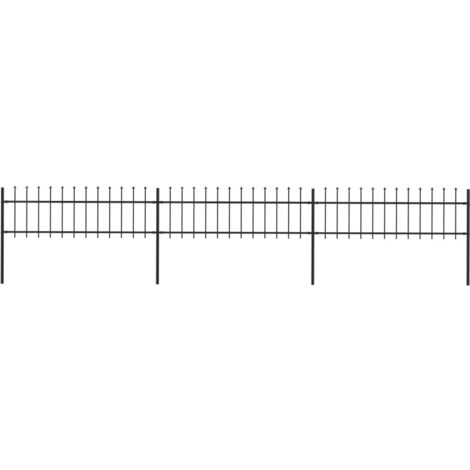Vidaxl – Clôture de jardin en acier enduit de poudre 510 x 110 cm – Panneaux avec pointes de lance – Kit complet avec 3 panneaux et 4 poteaux