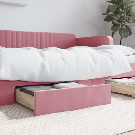 Vidaxl – Tiroirs de lit 2 pcs rose – Bois d'ingénierie et velours – Dimensions 67 x 50 x 16 cm – Roulettes pour sols variés