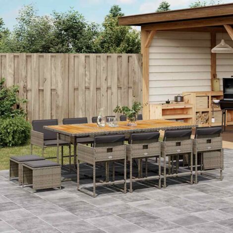 Ensemble à manger de jardin coussins 13 pcs gris résine tressée vidaXL
