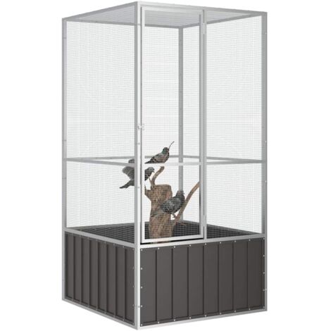 Vidaxl – Cage à oiseaux anthracite 111x107x211,5 cm – Acier galvanisé durable – Porte sécurisée avec verrouillage – Conception ventilée pour un air frais