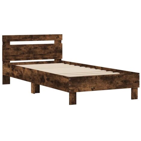 Cadre de lit sans matelas avec tête de lit chêne fumé 100x200cm vidaXL
