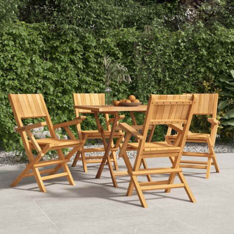 vidaXL Chaises de jardin pliantes lot de 4 55x61x90cm bois massif teck