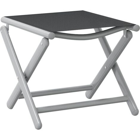 Repose-pied pliable noir et argenté textilène et aluminium vidaXL