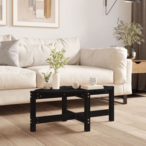 Vidaxl – Table basse fixe noire 87x48x35 cm – Bois massif de pin – Plateau robuste pour boissons et objets décoratifs – Montage facile (1/5)
