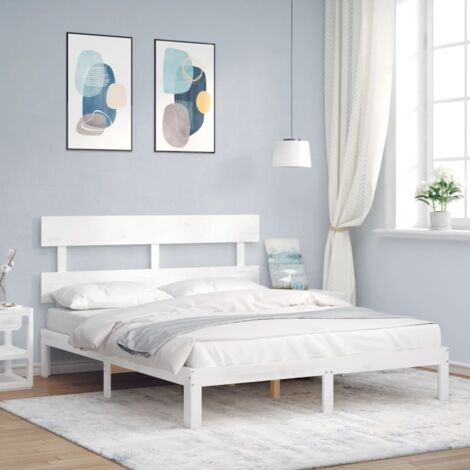 vidaXL Cadre de lit sans matelas blanc 160x200 cm bois de pin massif (1/5)
