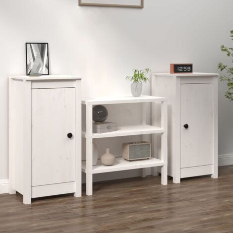 Buffets 2 pcs blanc 39x35x80 cm bois massif de pin vidaXL