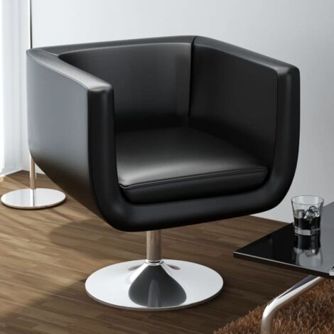 Vidaxl – Chaise de bar en similicuir noir – Réglable en hauteur 40,5-50,5 cm – Dossier intermédiaire pour soutien lombaire – Tube en acier chromé