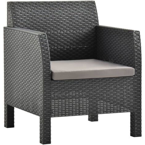 Vidaxl – Chaise de jardin avec coussin anthracite – Dossier ergonomique et accoudoirs arrondis – Polypropylène facile à nettoyer – Charge maximale 110 kg (1/6)