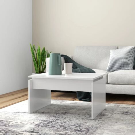 Vidaxl – Table basse fixe blanche 68x50x38 cm – Bois d'ingénierie – Surface stable pour objets décoratifs – Assemblage facile