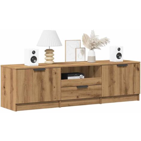 Vidaxl – Meuble TV en bois d'ingénierie chêne artisanal 140x35x40 cm – 3 tiroirs et 3 étagères – Capacité 60 kg – Surface résistante à l'humidité