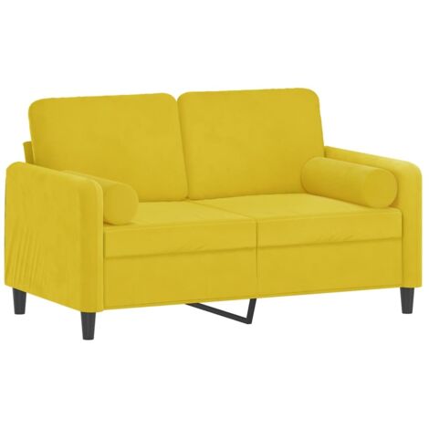 Canapé 2 places avec oreillers décoratifs jaune 120 cm velours vidaXL (1/5)