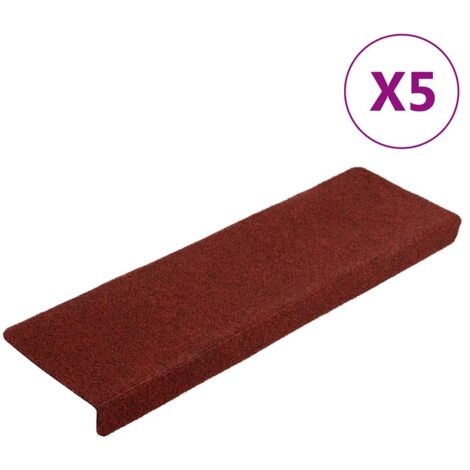 Tapis d'escalier autocollants 5 pièces 65 x 21 x 4 cm Bordure  rouge
