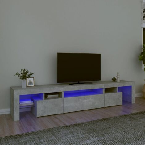 Meuble TV avec lumières LED Gris béton 215x36,5x40 cm vidaXL