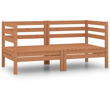 vidaXL Canapés d'angle de jardin 2 pcs marron miel bois de pin solide