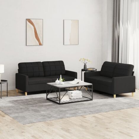 Ensemble de canapés 2 pcs avec coussins Noir Tissu vidaXL (1/5)