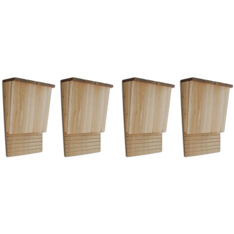 Vidaxl – Nichoirs pour chauves-souris – Lot de 4 maisons en bois 22 x 12 x 34 cm – Accès facile avec plateforme d'atterrissage