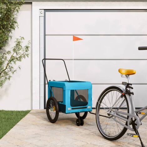 Remorque de vélo pour animaux de compagnie bleu et noir vidaXL